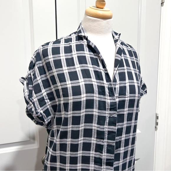 Rag & Bone Cooper Black Grey Plaid Shirt Dress Mini – Size Medium - Picture 7 of 13